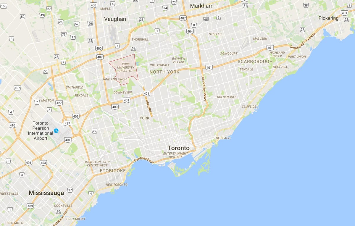 Bản đồ của Đại học new York Heights quận Toronto