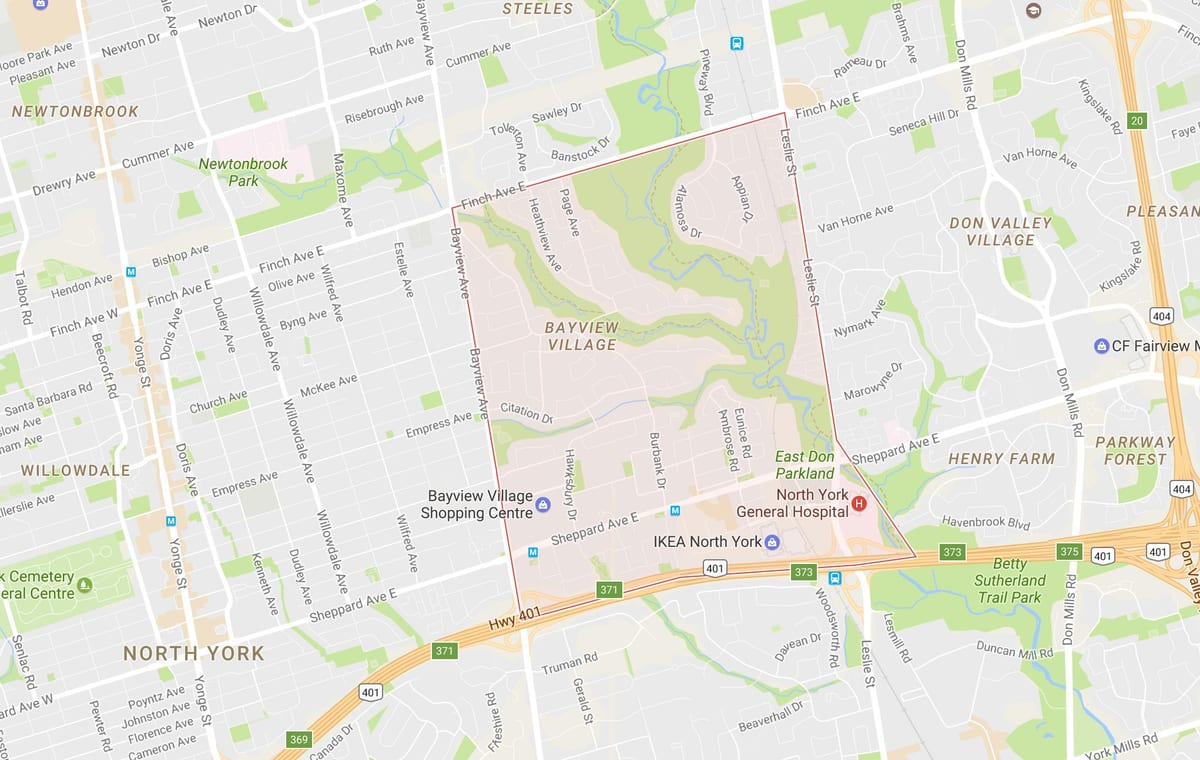 Bản đồ của Hamlet Làng khu phố Toronto