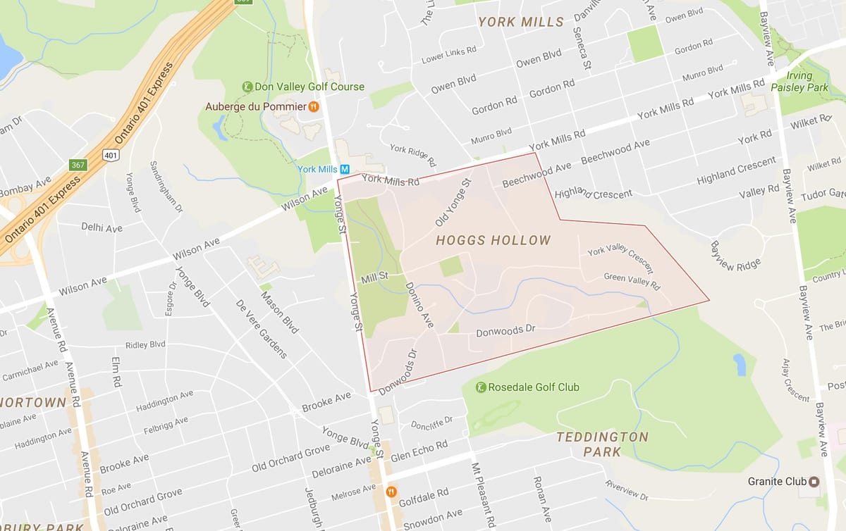 Bản đồ của Hoggs Rỗng khu phố Toronto