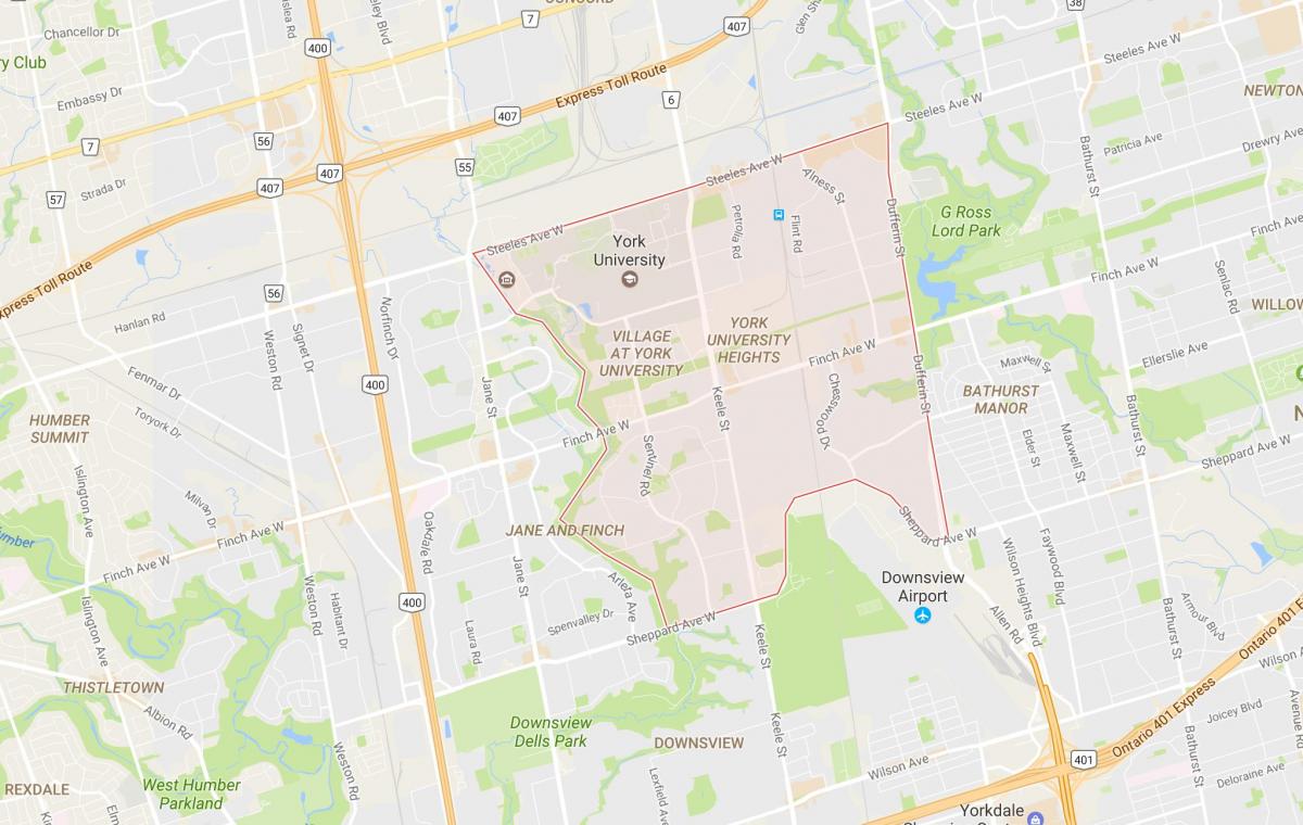 Bản đồ của Đại học new York Heights khu phố Toronto