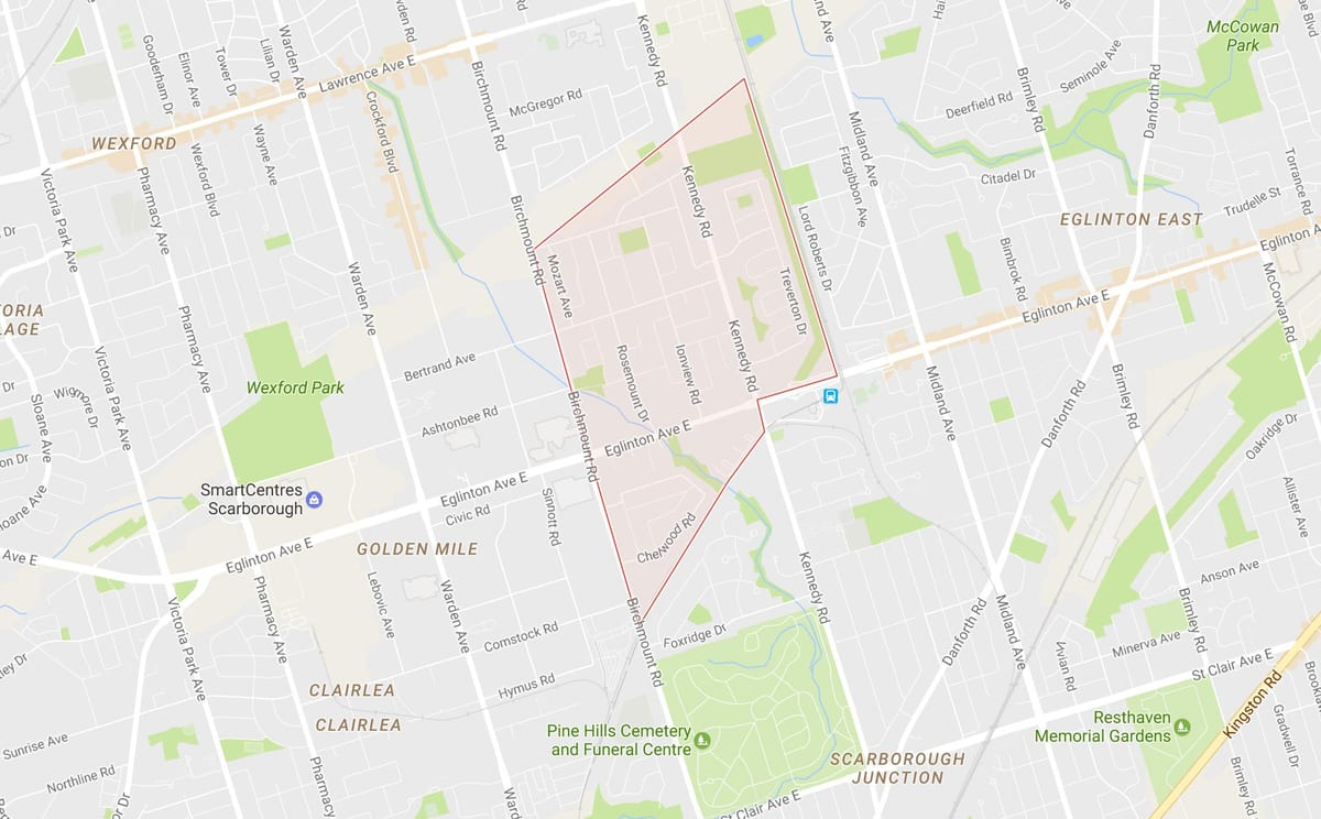 Bản đồ của Ionview khu phố Toronto