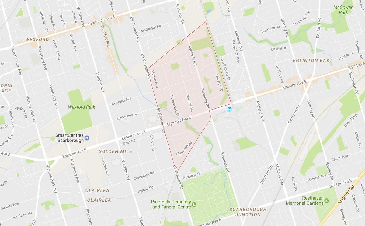 Bản đồ của Ionview khu phố Toronto