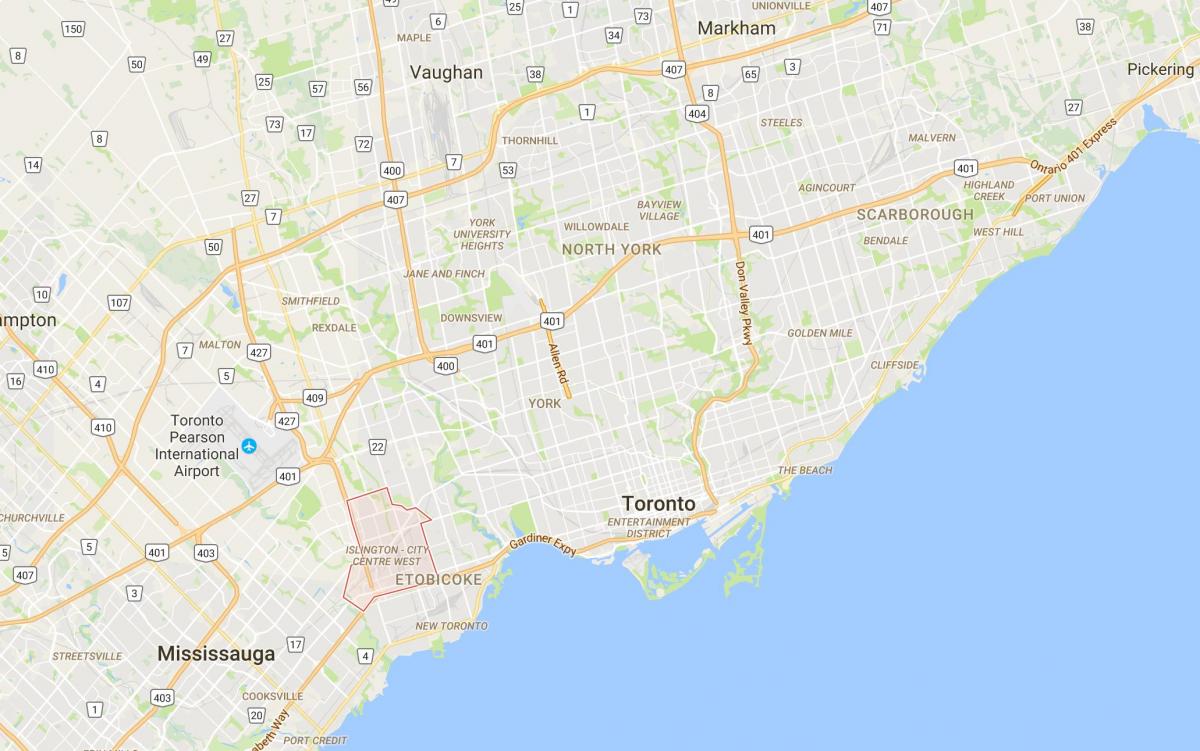 Bản đồ của Islington-trung Tâm thành Phố Tây quận Toronto