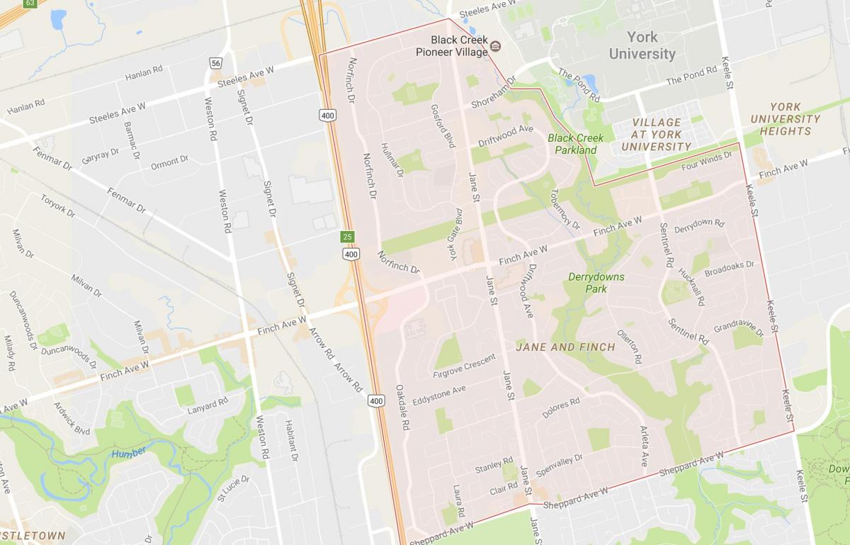 Bản đồ của Jane và Finch khu phố Toronto