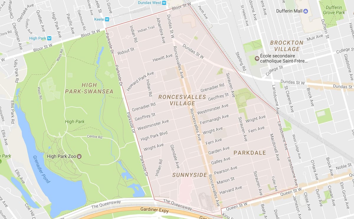 Bản đồ của Junction khu phố Toronto