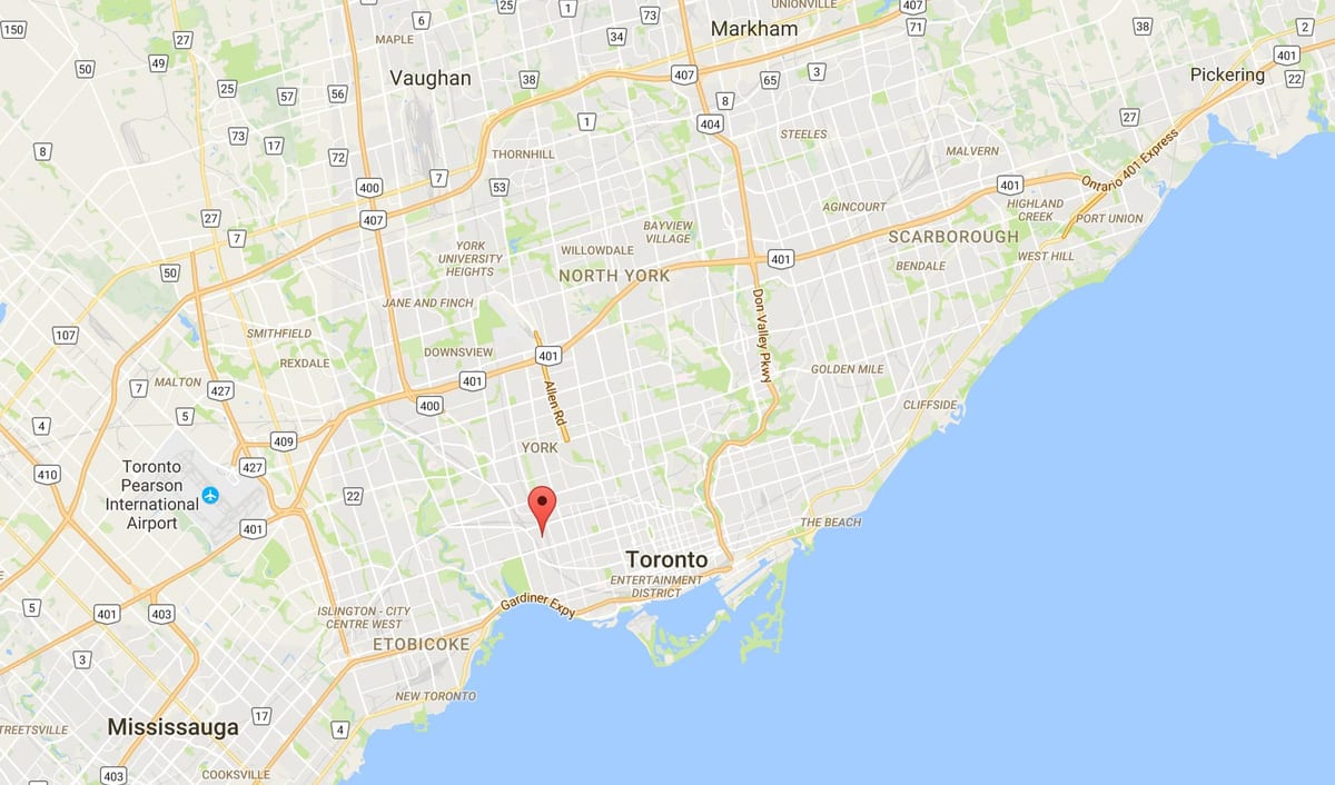 Bản đồ của Junction khu Tam giác Toronto