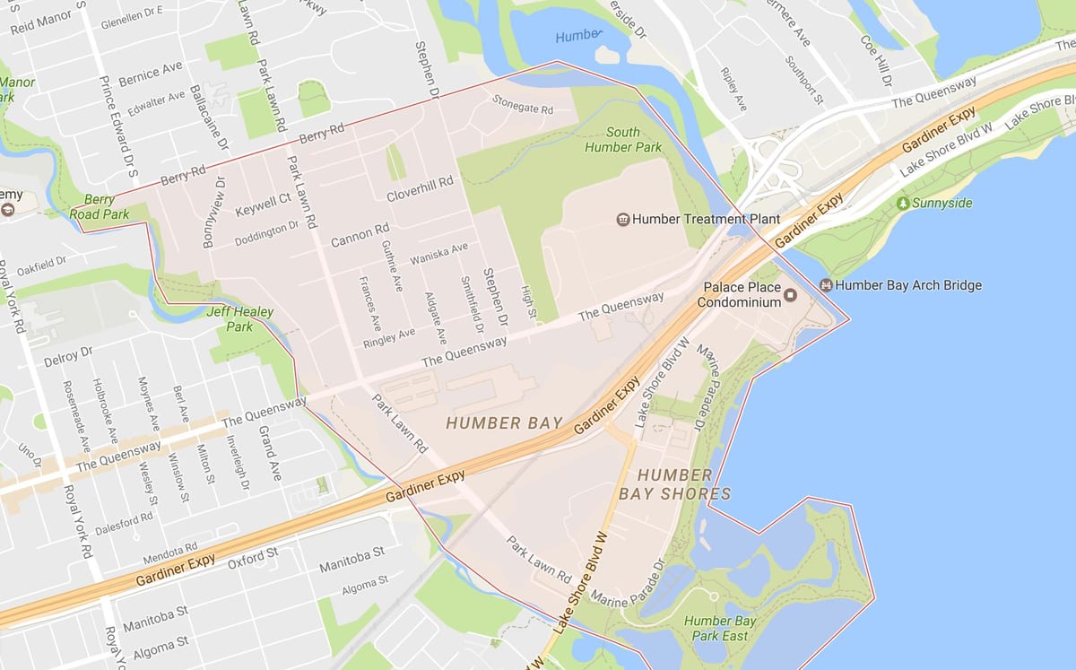 Bản đồ của không sẵn Queensway khu phố khu phố Toronto
