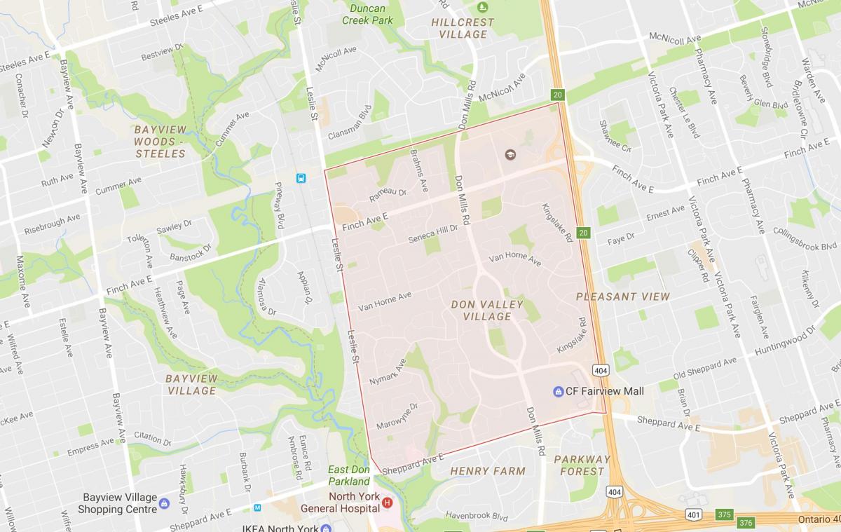 Bản đồ của Don thung Lũng Làng khu phố Toronto