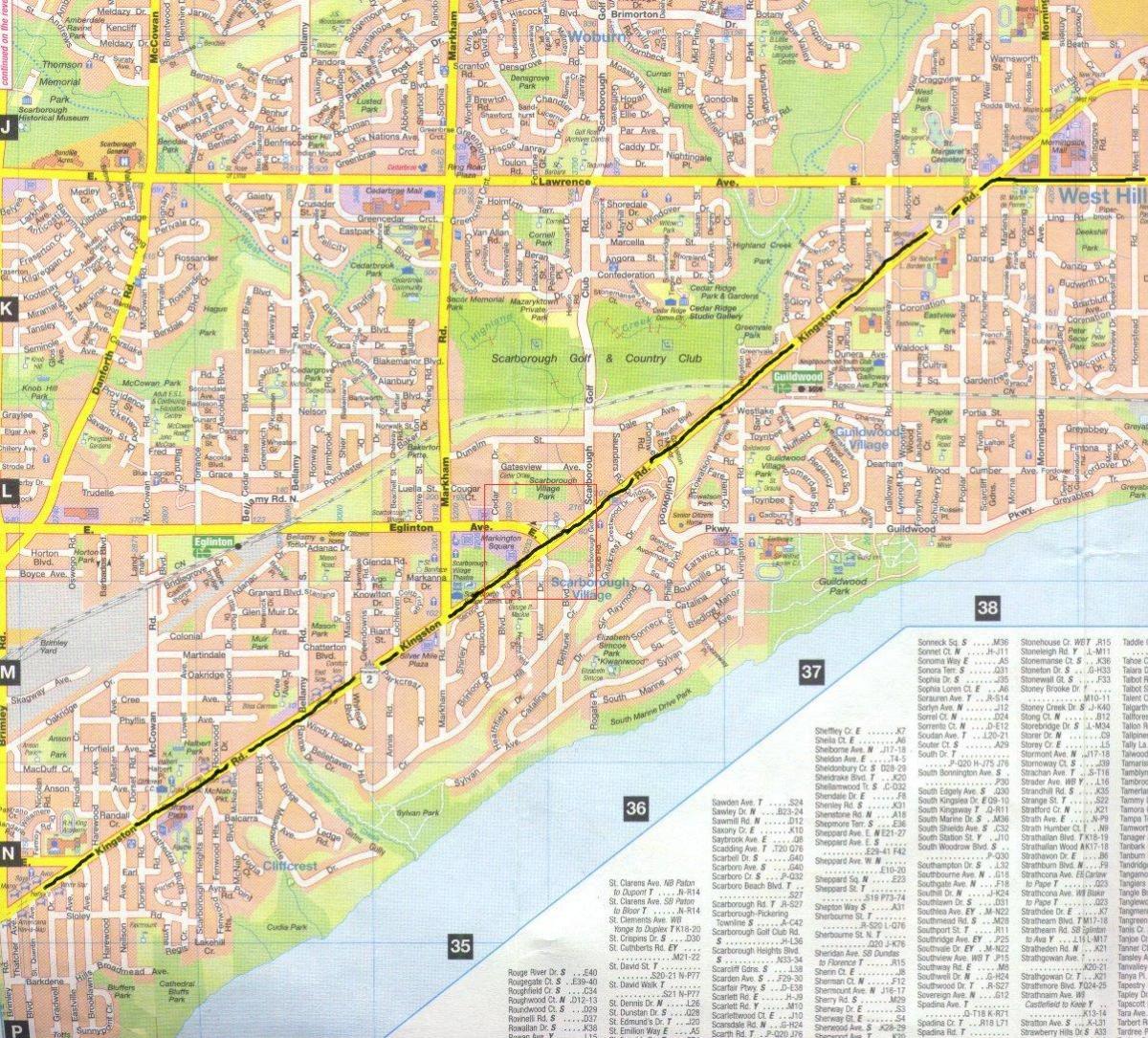 Bản đồ của Kingston đường Toronto