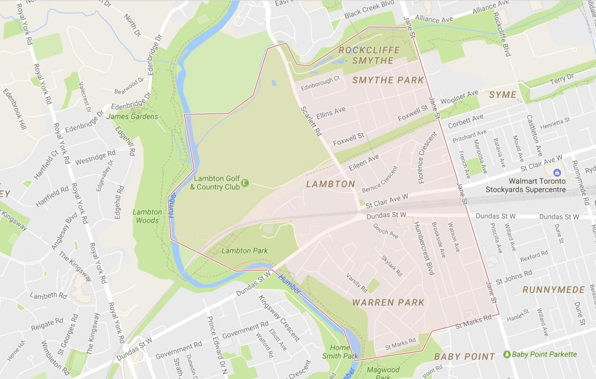 Bản đồ của Lambton khu phố Toronto
