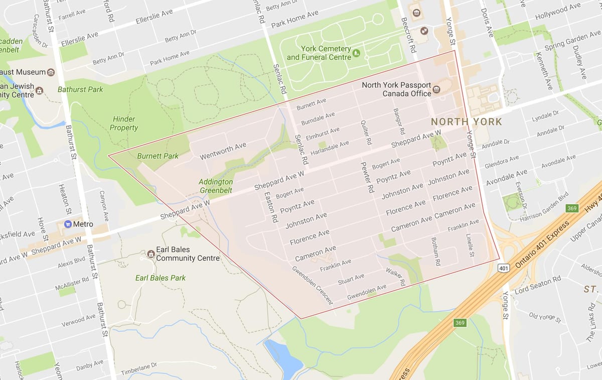 Bản đồ của Lansing khu phố Toronto