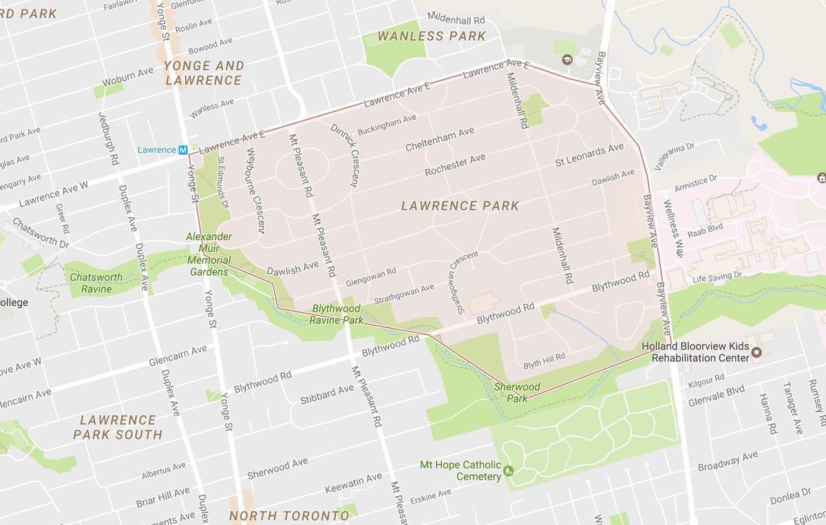 Bản đồ của Lawrence Park khu phố Toronto