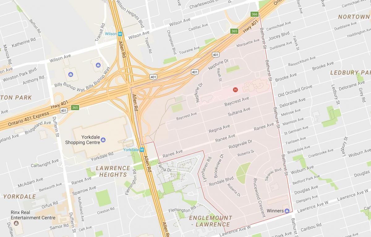 Bản đồ của Lawrence Ấp khu phố Toronto