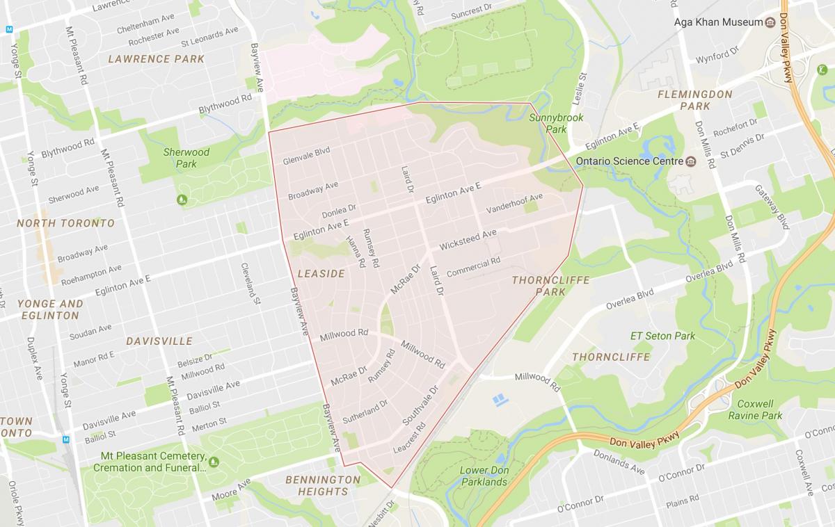 Bản đồ của Leaside khu phố Toronto