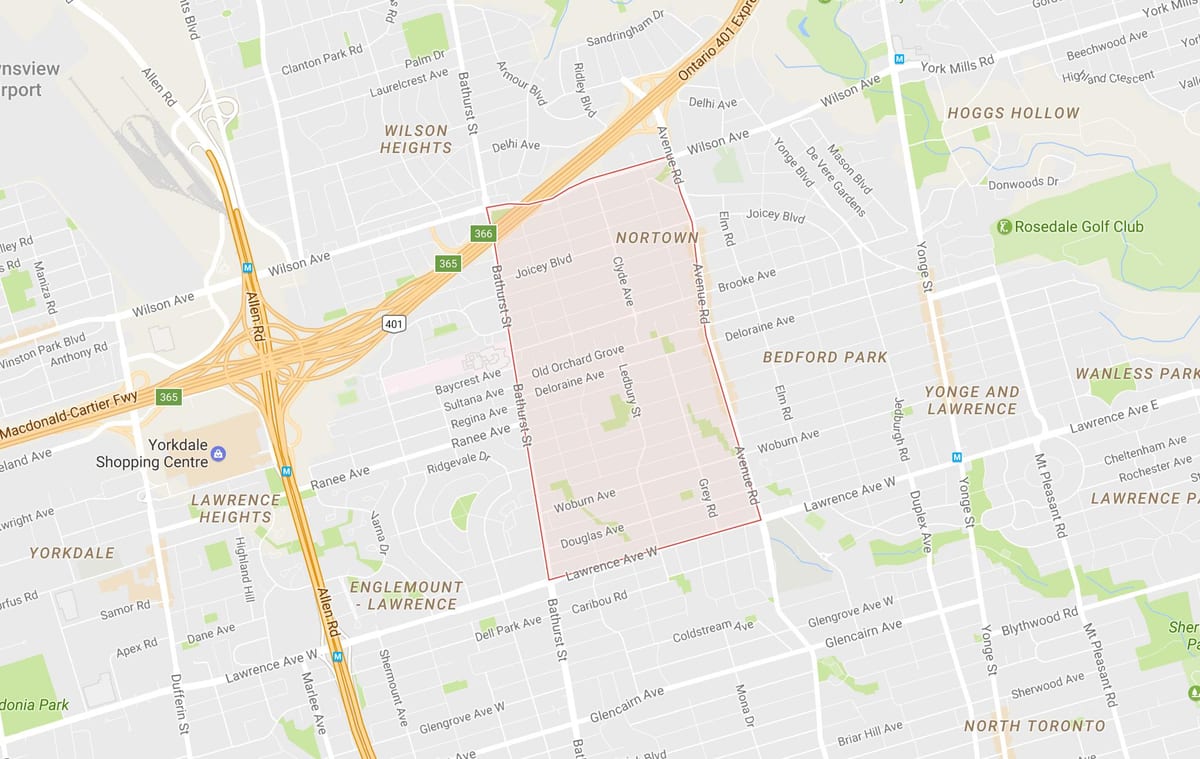 Bản đồ của Ledbury Park khu phố Toronto