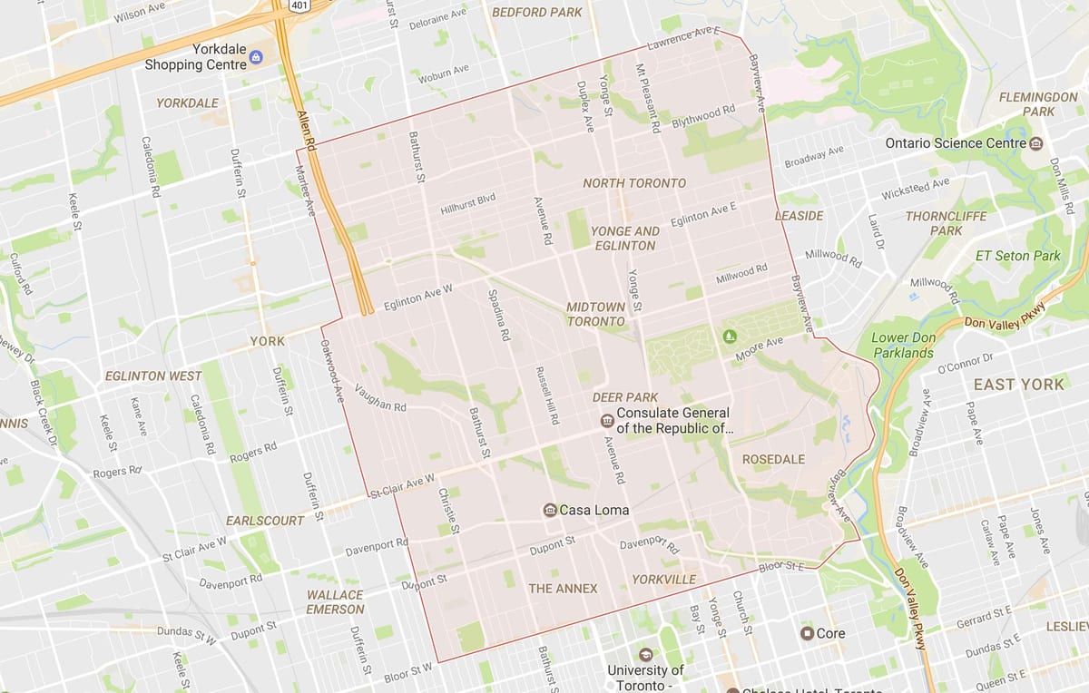 Bản đồ của Midtown khu phố Toronto