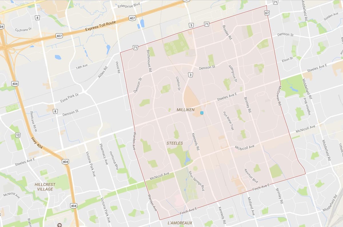 Bản đồ của Milliken khu phố Toronto