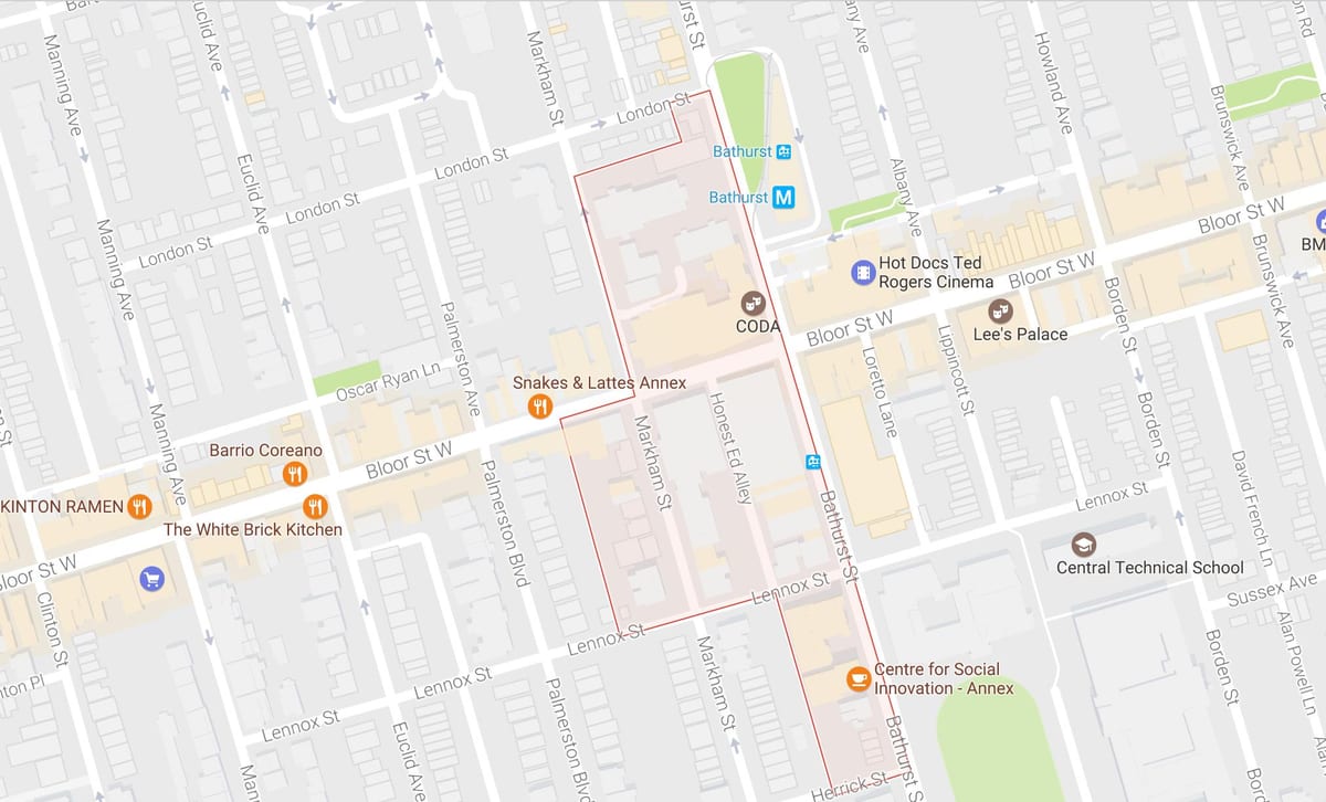 Bản đồ của Mirvish Làng khu phố Toronto