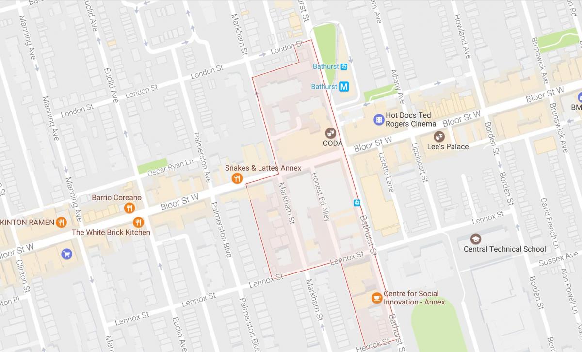 Bản đồ của Mirvish Làng khu phố Toronto
