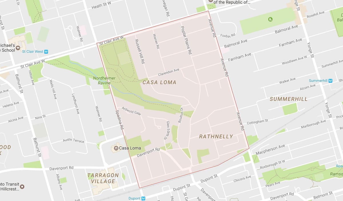 Bản đồ của Nam Đồi khu phố Toronto