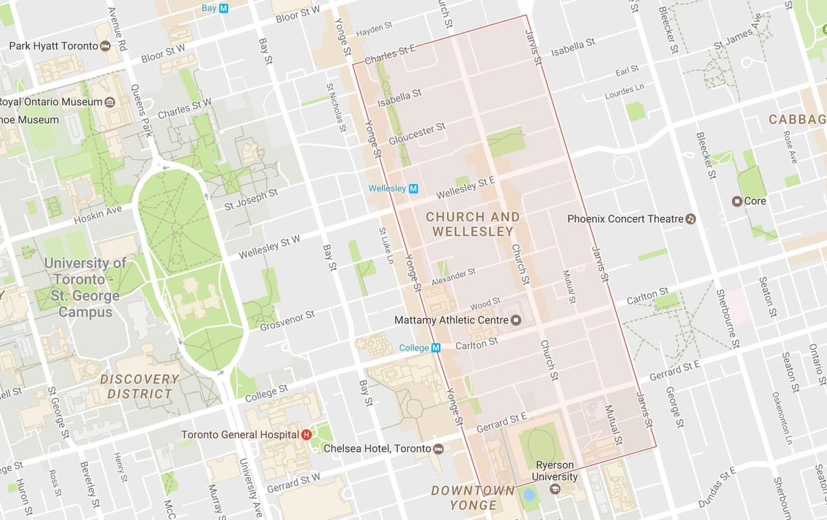 Bản đồ của nhà Thờ và Queen khu phố Toronto