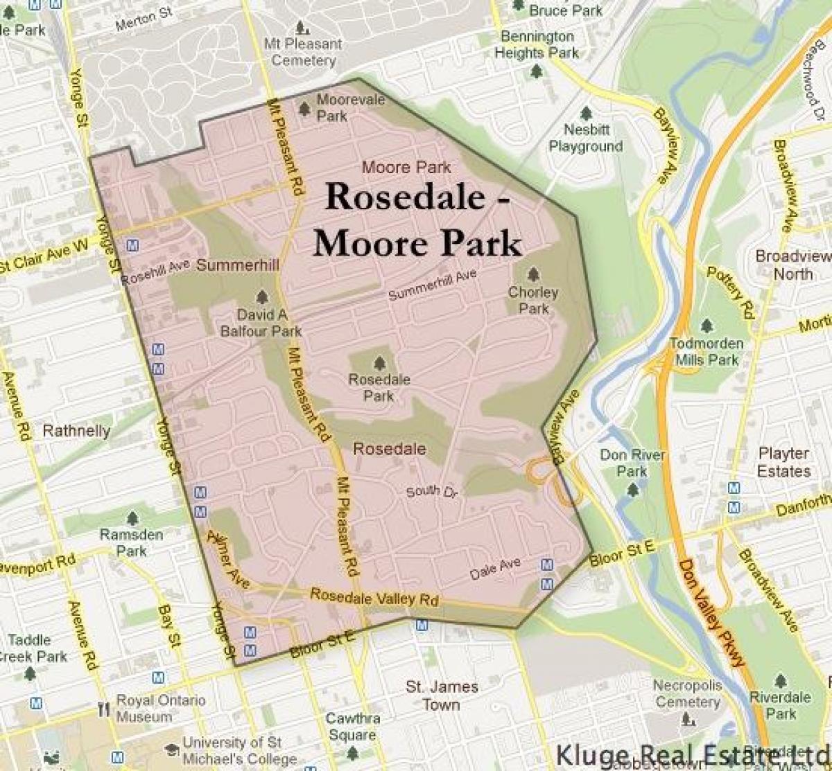 Bản đồ của Nhớ Moore Park Toronto