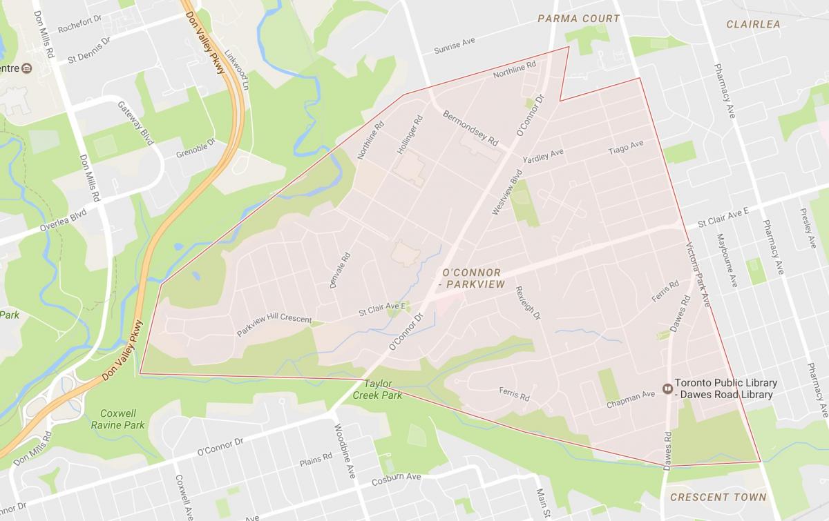 Bản đồ của O ' Connor–Toà khu phố Toronto