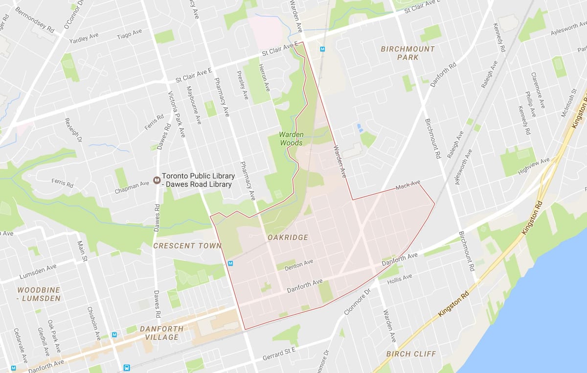 Bản đồ của Oakridge khu phố Toronto
