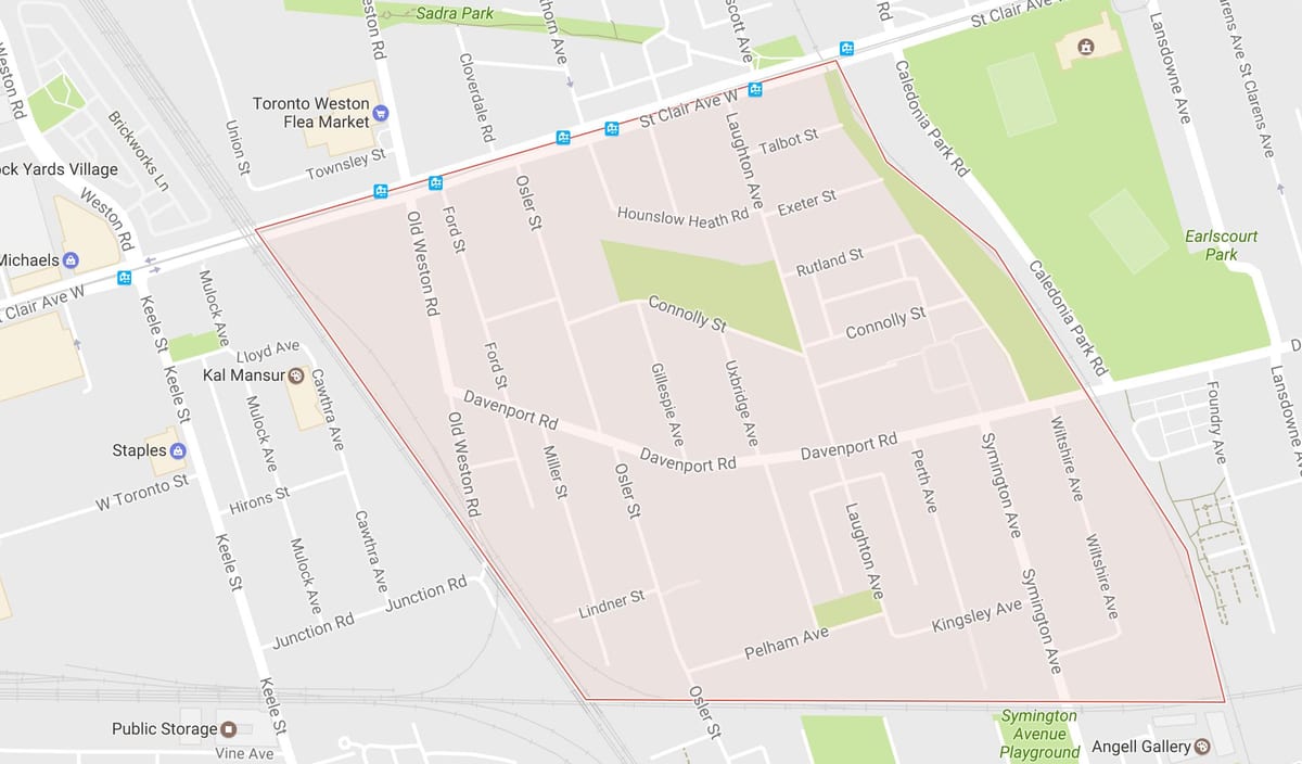Bản đồ của oakwood khu phố Toronto