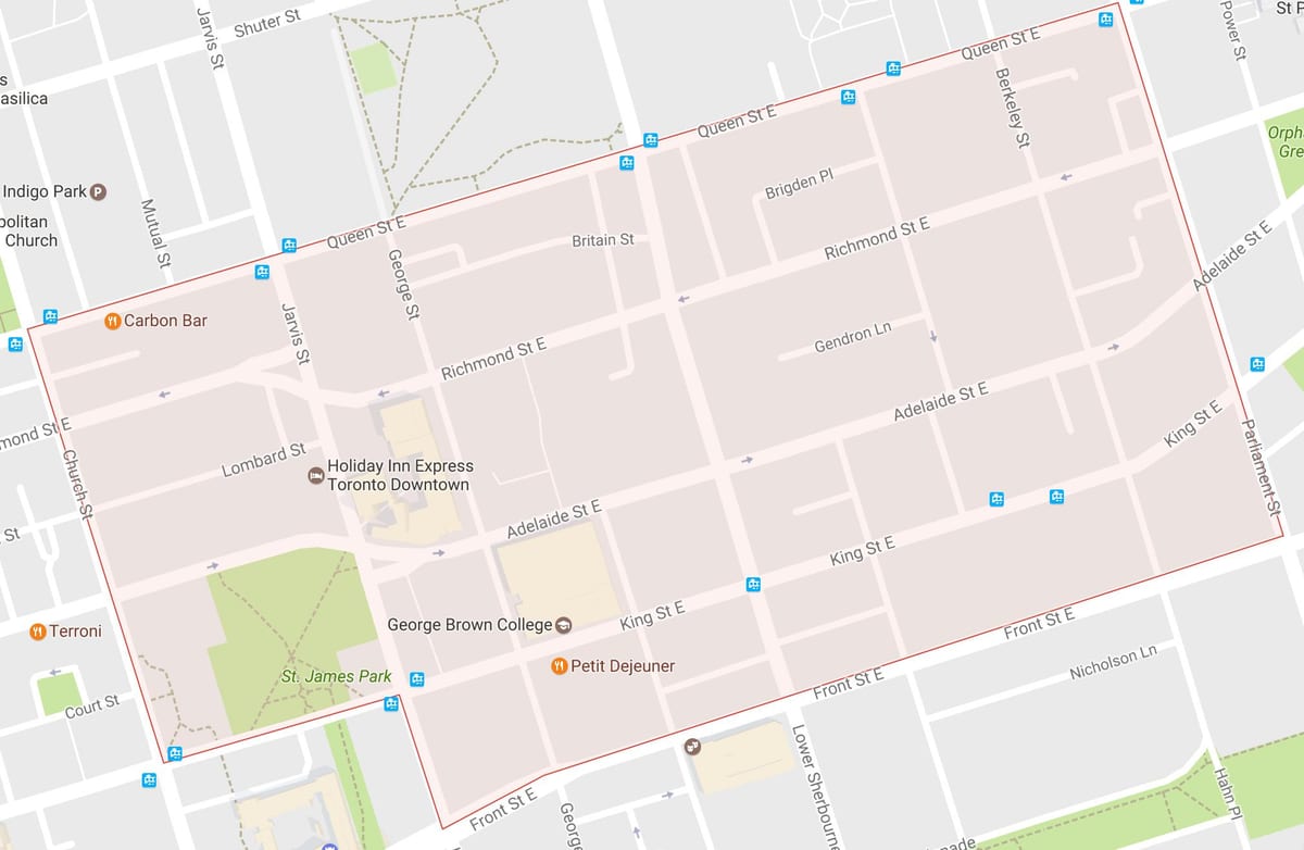 Bản đồ của Old Town khu phố Toronto