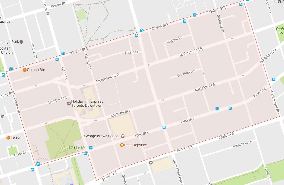 Bản đồ của Old Town khu phố Toronto