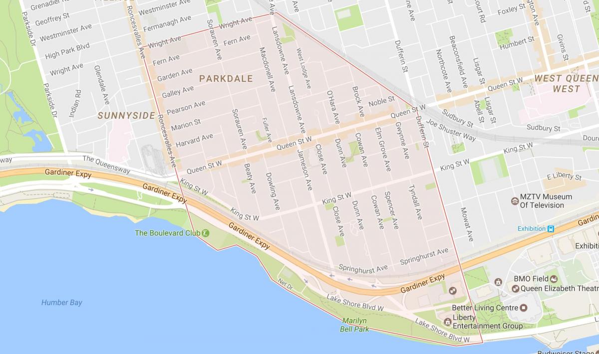 Bản đồ của Parkdale khu phố Toronto