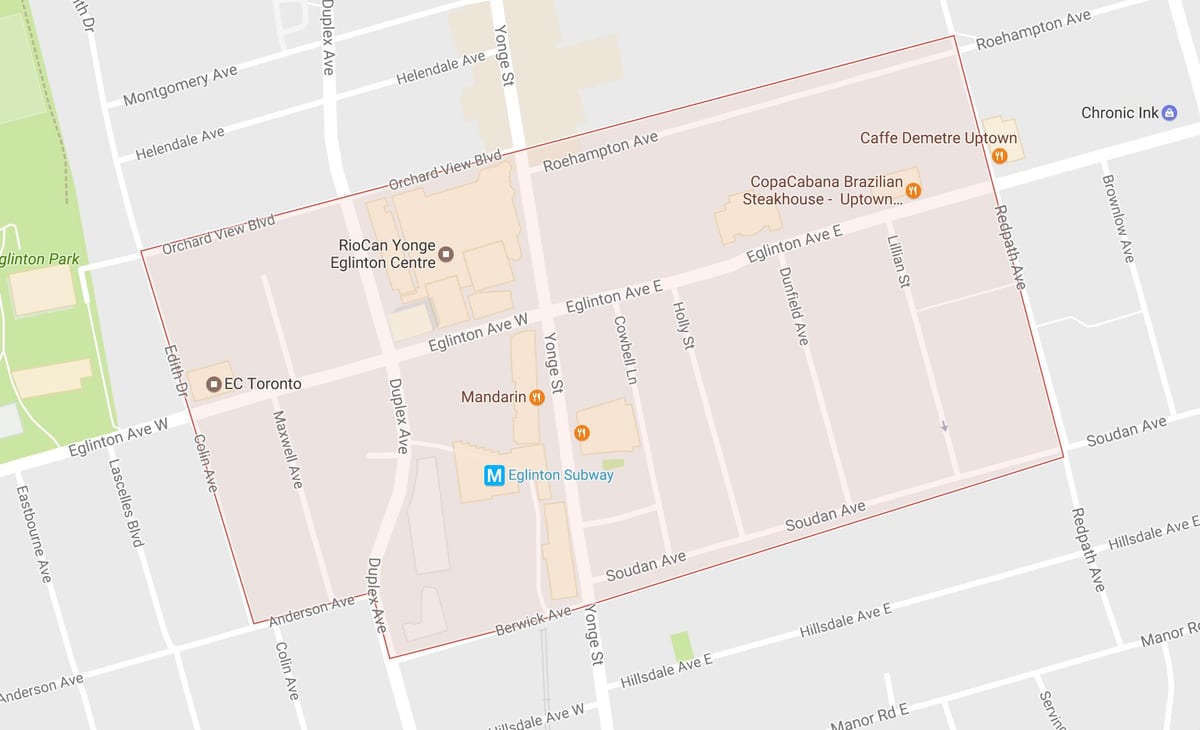 Bản đồ của Rượu và Đây khu phố Toronto