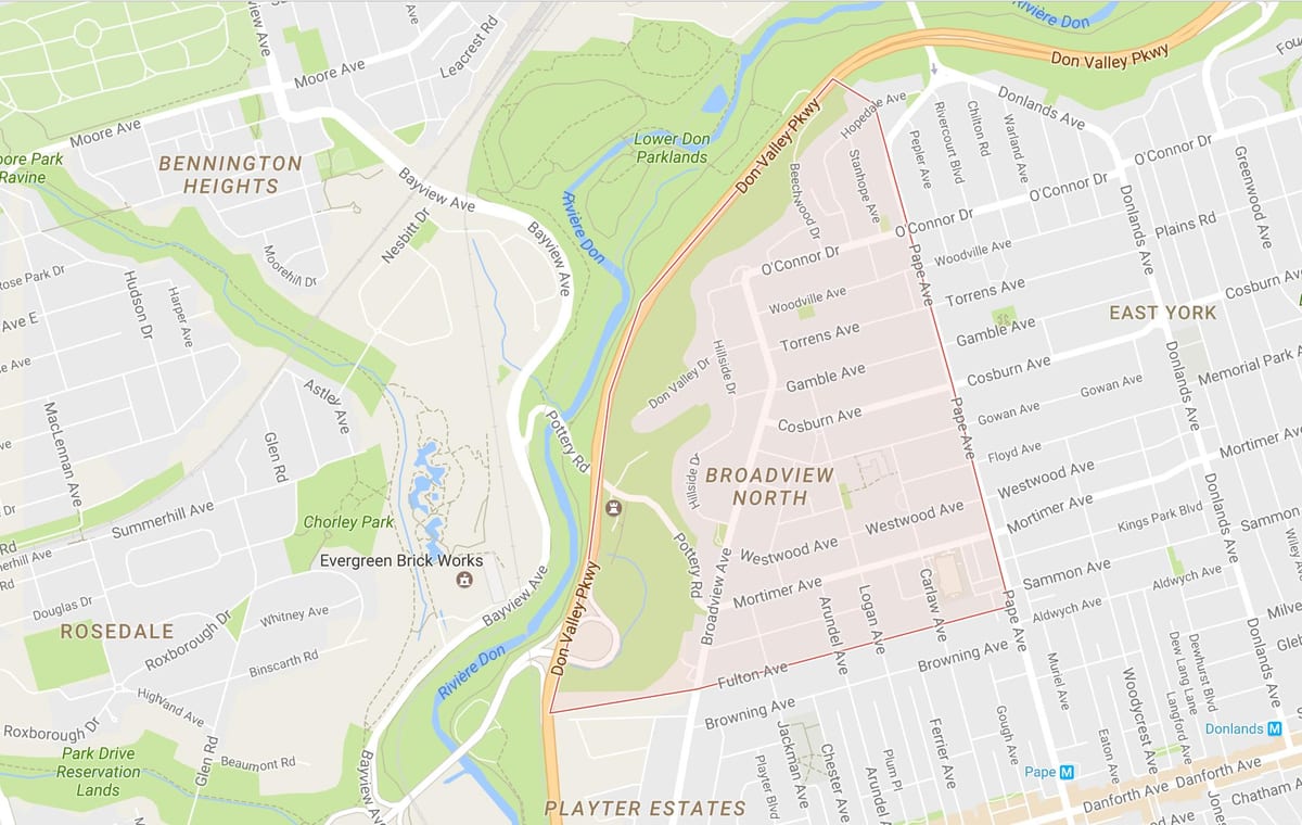 Bản đồ của riverside khu phố Toronto