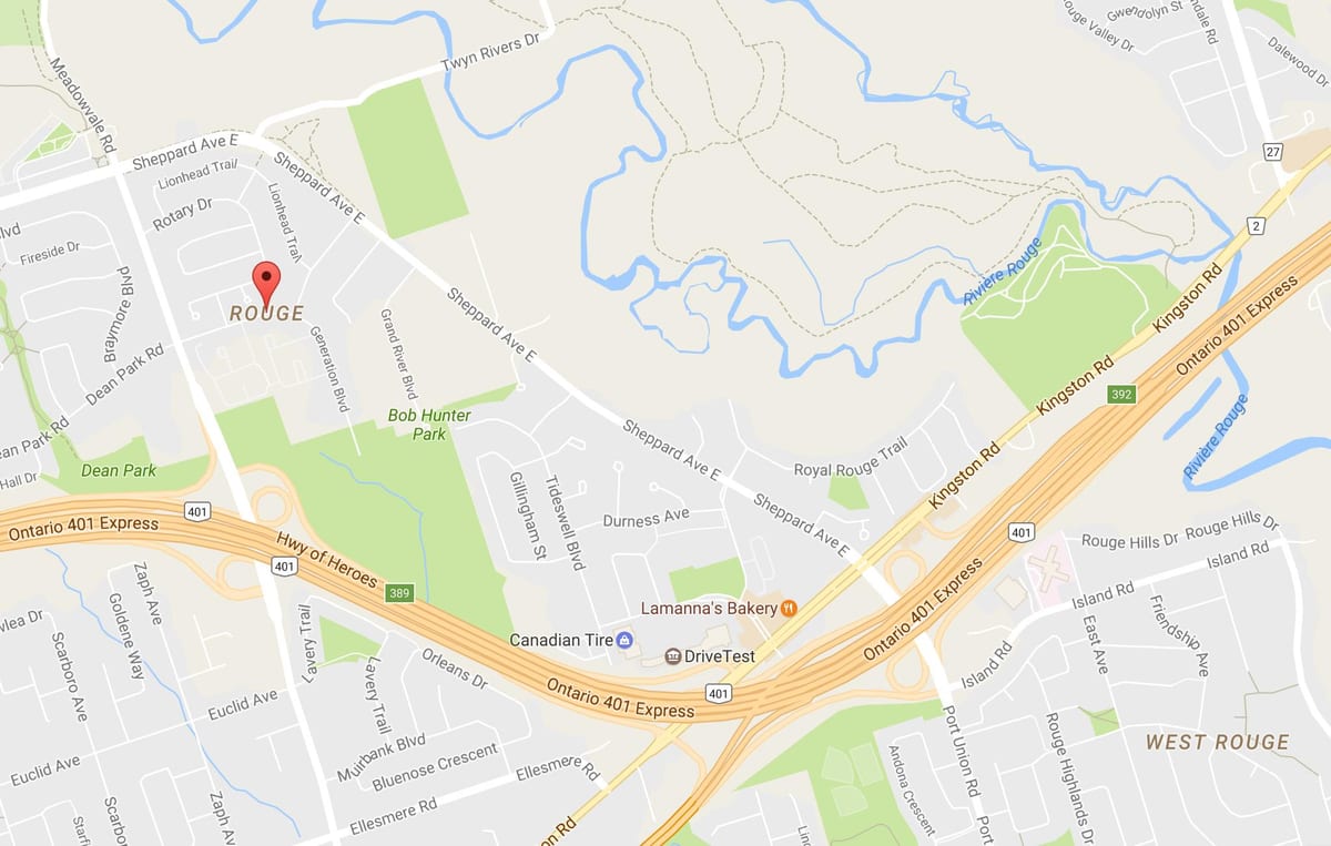 Bản đồ của Rouge khu phố Toronto