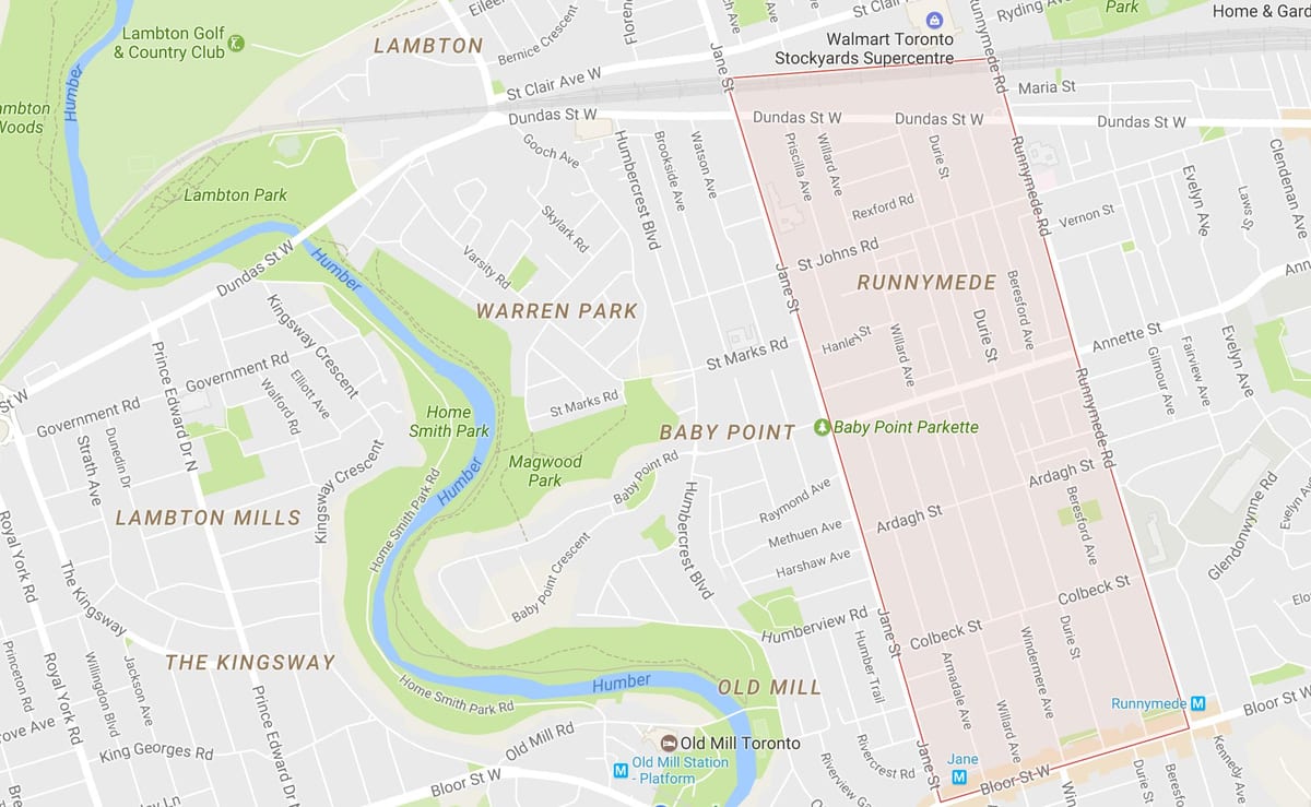 Bản đồ của Runnymede khu phố Toronto