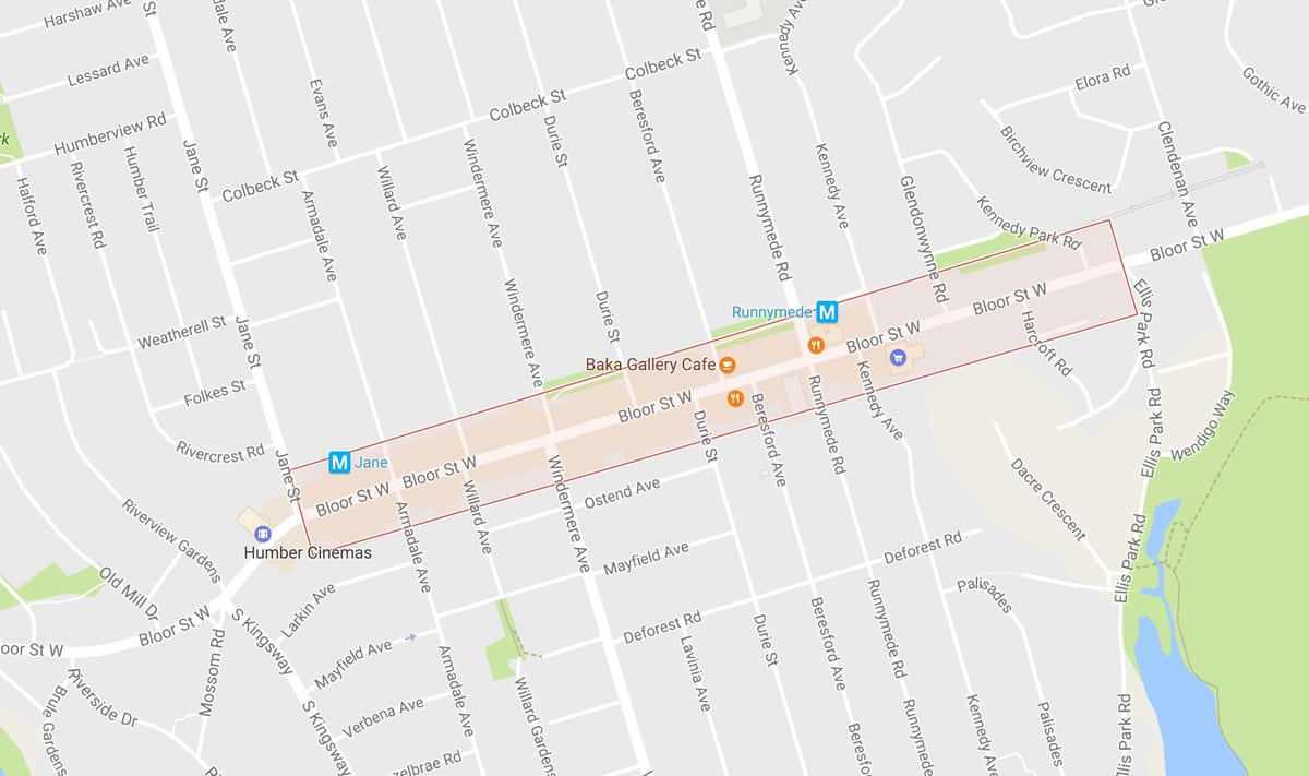 Bản đồ của runnymede khu phố Toronto