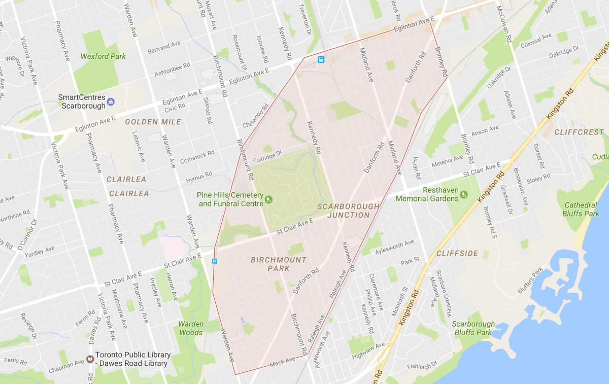 Bản đồ của Scarborough Junction khu phố Toronto