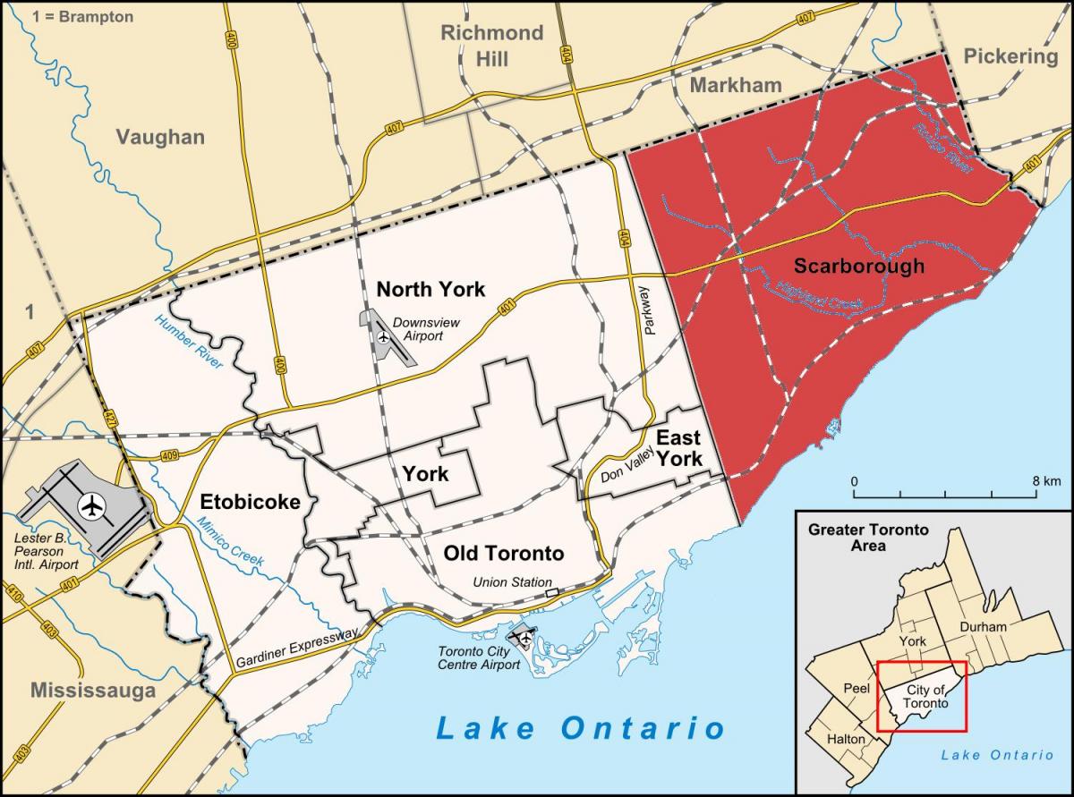 Bản đồ của Scarborough Toronto