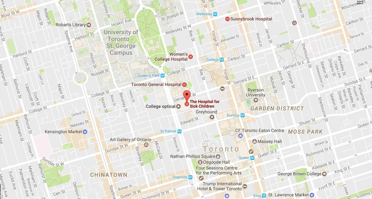Bản đồ của Sickkids Toronto
