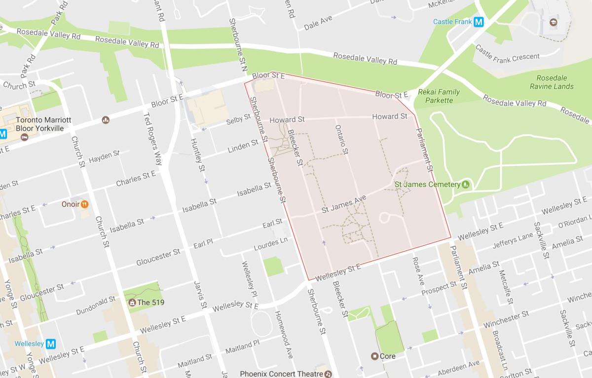 Bản đồ của St. James thị Trấn khu phố Toronto