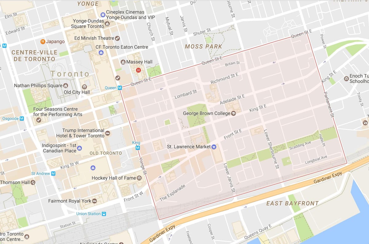 Bản đồ của St. Lawrence khu phố Toronto
