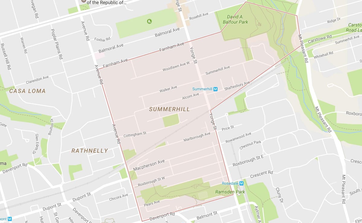 Bản đồ của Summerhill khu phố Toronto