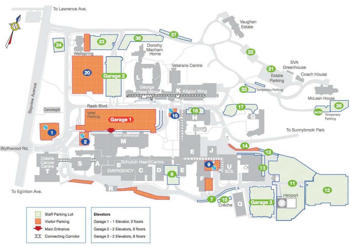 Bản đồ của bệnh Viện Sunnybrook