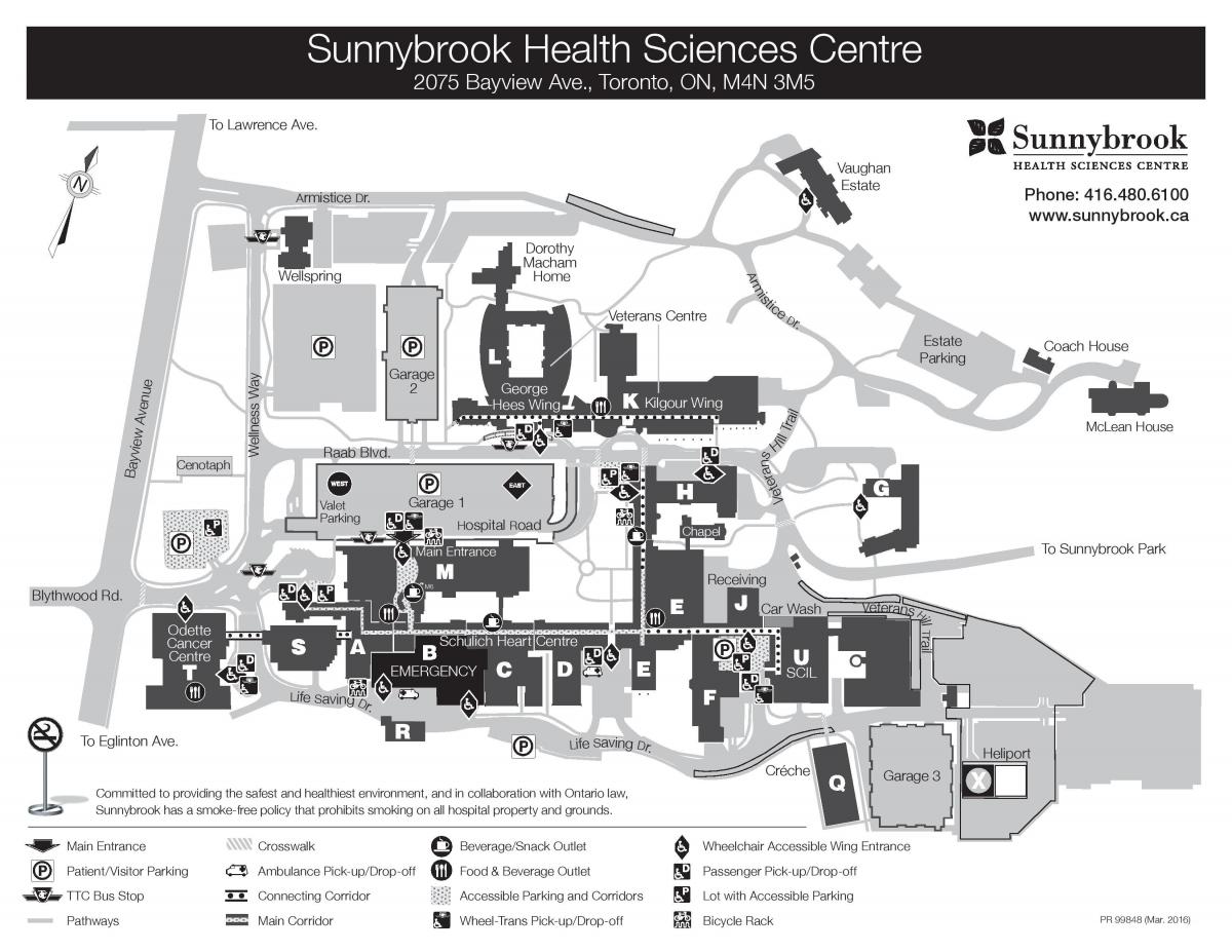 Bản đồ của Sunnybrook sức Khỏe trung tâm khoa học - SHSC