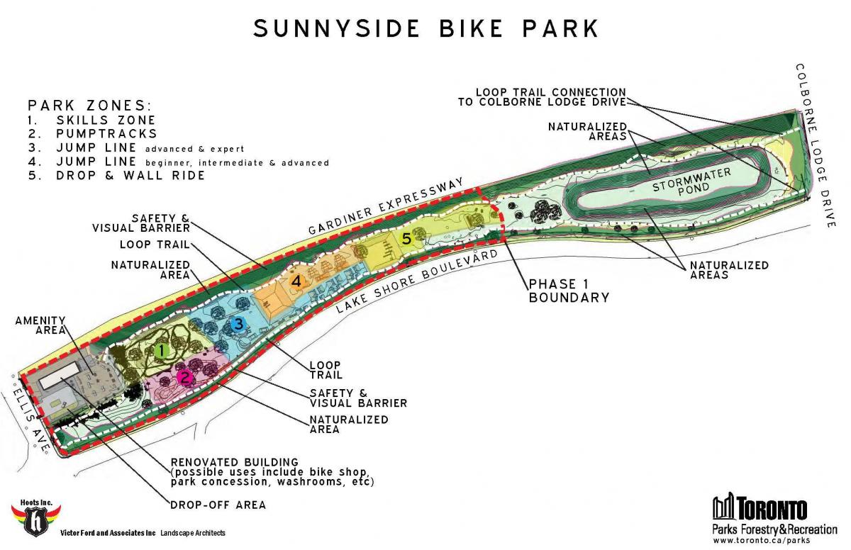 Bản đồ của Sunnyside xe Đạp khu công Viên Toronto