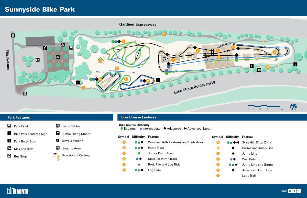 Bản đồ của Sunnyside xe Đạp Park Toronto