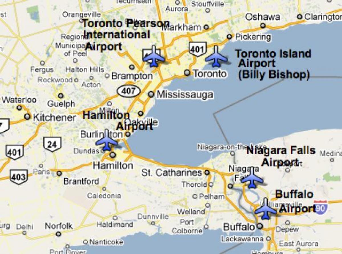 Bản đồ của Sân bay gần Toronto
