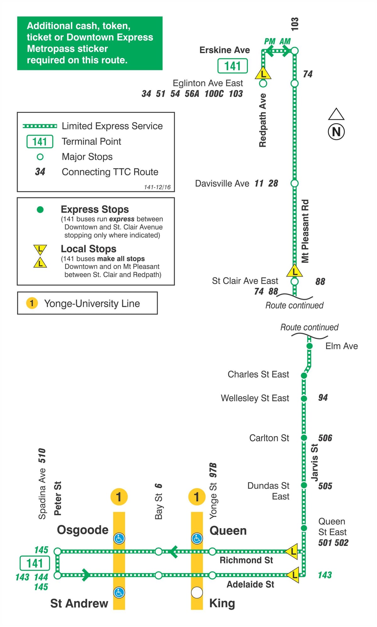 Bản đồ của TÔI 141 trung Tâm / Mt dễ Chịu Express tuyến xe buýt Toronto