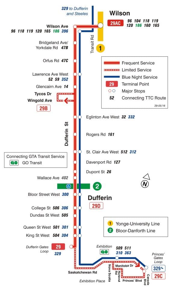 Bản đồ của TÔI 29 Liberty tuyến xe buýt Toronto